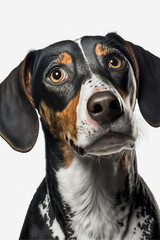 Portrait of Small Swiss Hound over white background - Generative Ai