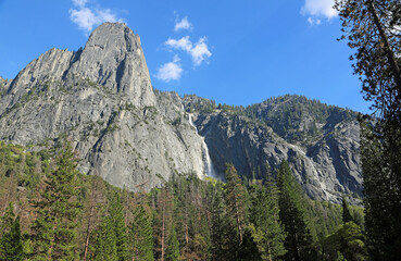 Landscape with Sentinel Falls - Yosemite - California