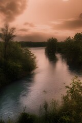 sunset over the river