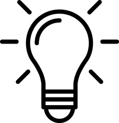 Light Bulb line icon vector, isolated on white background. Idea sign, solution, thinking concept. Lighting Electric lamp, electricity, shine, shiny. Flat style for graphic design, logo, web site, UI.