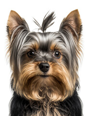 Portrait of Yorkshire Terrier over white background - Generative Ai