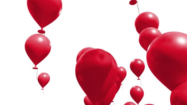 Animation of a group of golden balloons Flying moving . Gold Happy Birthday celebration, Valentines, Anniversary, Holidays and Christmas Party.