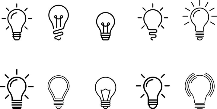 Light Bulb line icon vector, isolated on white background. Idea sign, solution, thinking concept. Lighting Electric lamp, electricity, shine, shiny. Flat style for graphic design, logo, web site, UI.