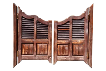 Wall murals Old door Old rough wooden saloon doors isolated png with transparency