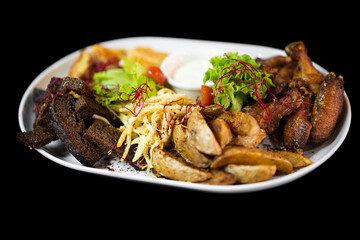 close up of a good serving of delicious snacks from the chef