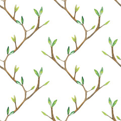 watercolor easter seamless pattern tree branches png 