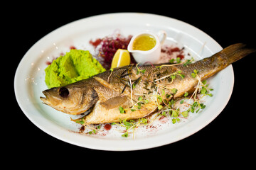 close up of a good serving from the chef of a delicious fish dish