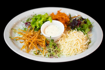 close up of a good serving of delicious salad from the chef in a restaurant