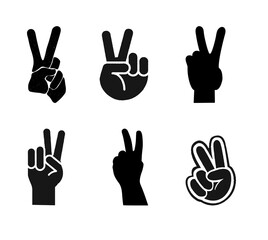 Set of 6 peace gestures.