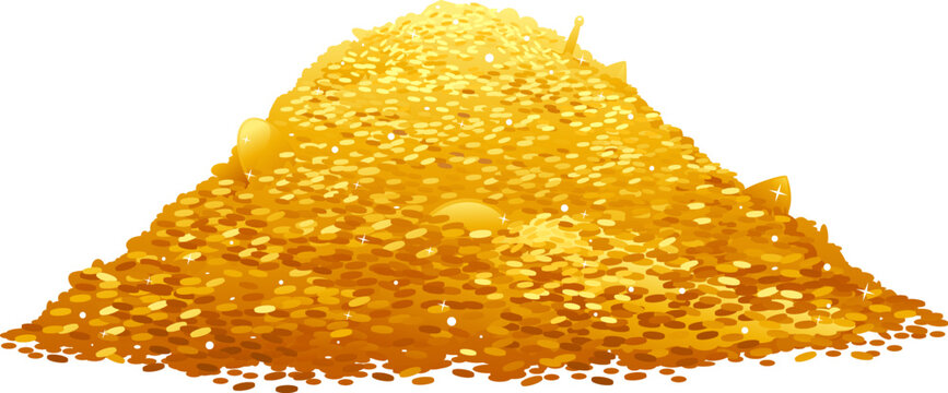 Big treasure of gold coins, wealth concept, isolated