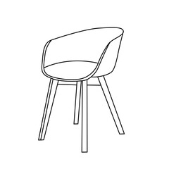 Chair editable vector illustration on white background. chair Line art, clip art.Hand-drawn design elements.