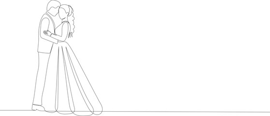 bride and groom continuous line drawing