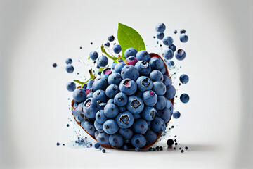 Blueberry fruit with endless white background, Made by AI, Artificial intelligence	