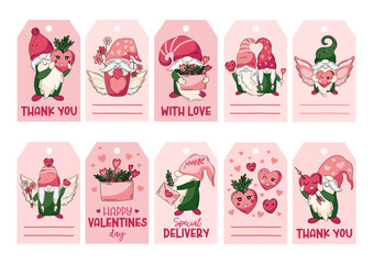 Valentine's Day gnomes gift tags. Valentine small business labelsValentine's Day gnomes gift tags. Valentine small business labels