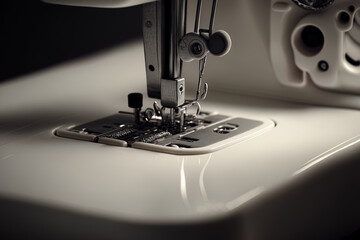 image of a white sewing machine at close. Generative AI
