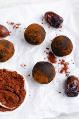 Chocolate Truffles, Vegan Sweets, Delicious Date Candy Balls, Healthy Candies