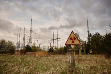radiation sign in the Chernobyl zone 