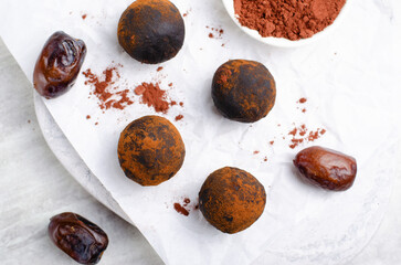 Chocolate Truffles, Vegan Sweets, Delicious Date Candy Balls, Healthy Candies