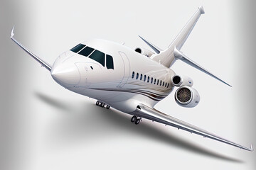 Modern business jet for corporations, isolated on a white backdrop. Generative AI