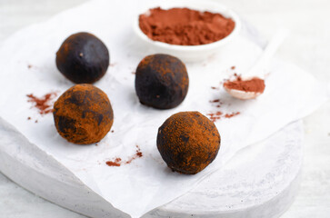 Chocolate Truffles, Vegan Sweets, Delicious Date Candy Balls, Healthy Candies