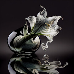 Fototapeta na wymiar Blown glass lily generative ai