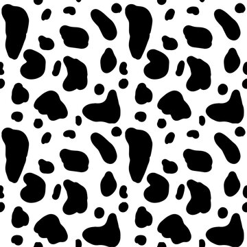 Seamless black and white dalmatin cow fur and skin pattern