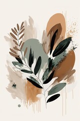 Neutral botanical abstract landscape, minimalism, pastel colors, white background, AI assisted finalized in Photoshop by me 