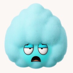 Aqua confused emoji, Soft pop plushy emoji illustrations, digital art, generated ai art.