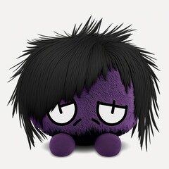 Purple gloomy goth emoji, Soft pop plushy emoji illustrations, digital art, generated ai art.