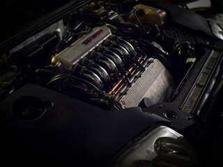 car engine close up, v6 turbo