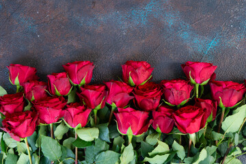 Crimson red rose flowers border, Valentine's Day background