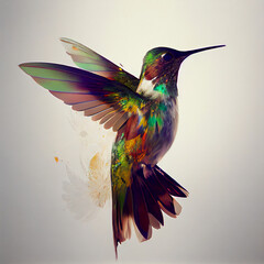 Double exposure hummingbird ai art