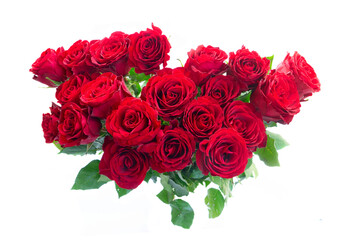 Crimson red rose flowers bouquet isolated on white background