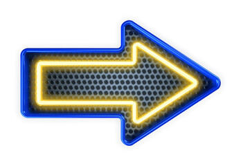 Metallic blue arrow with yellow neon