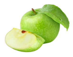 Green Granny Smith apple fruit cut out