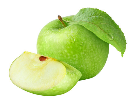 Green Granny Smith apple fruit cut out