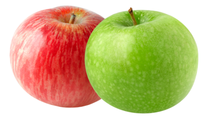 Red and green apple fruits cut out