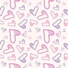 Obraz premium Valentine's seamless pattern vector doodle background digital paper illustration for web and print
