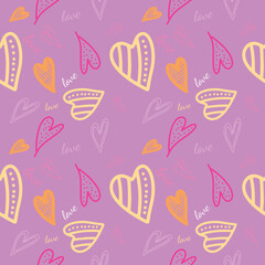 Fototapeta na wymiar Valentine's seamless pattern vector doodle background digital paper illustration for web and print