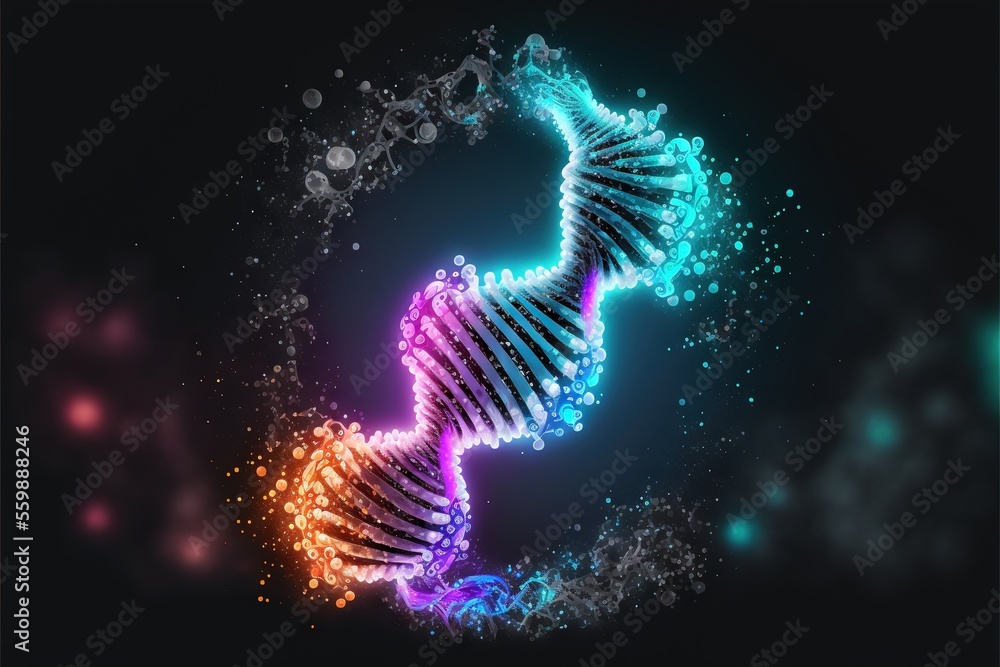 Poster a colorful spiral shaped structure with bubbles and bubbles around it on a black background with a b