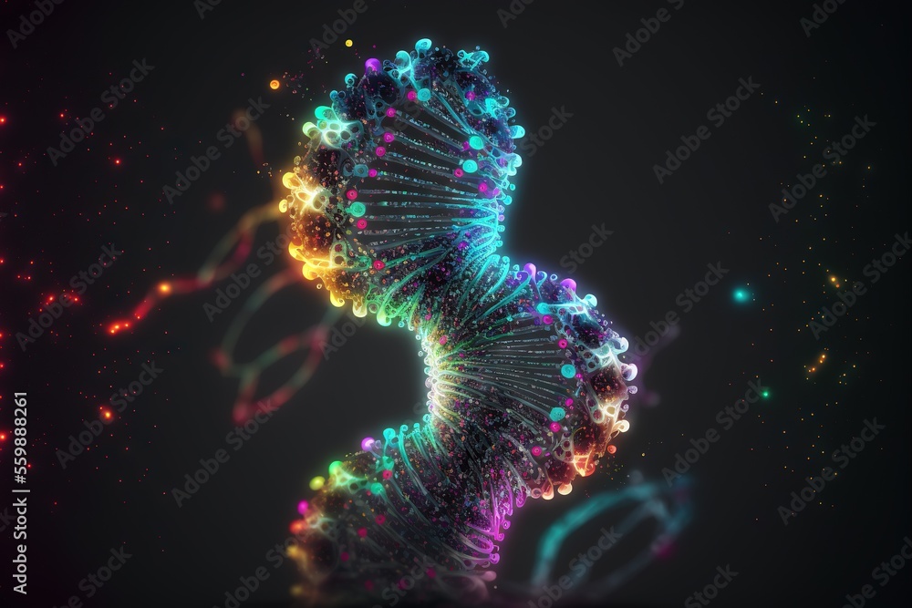 Poster a colorful structure with a spiral of colored lights in the middle of it and a black background with
