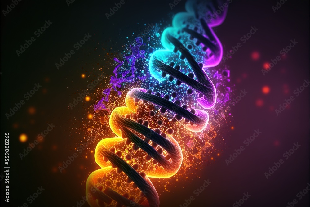 Poster a colorful structure with a spiral of spirals on it's side and a black background with a red, yellow