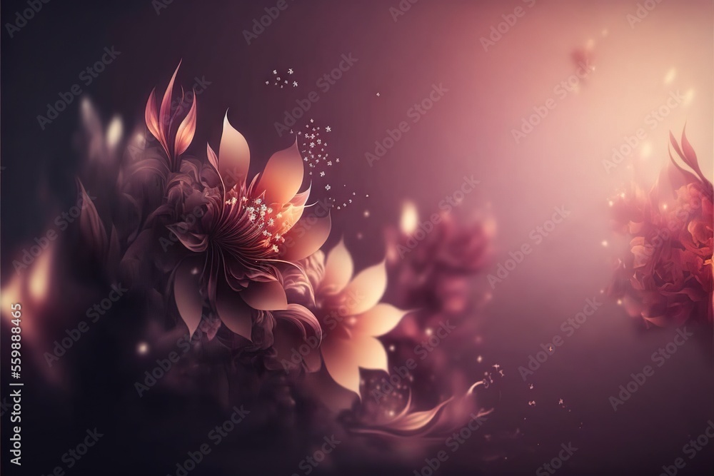 Poster a flower is shown in a dark background with a light effect to it's left side and right side of the i