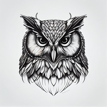 owl head tattoo simple