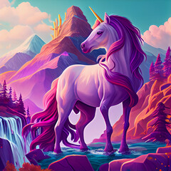 Obraz na płótnie Canvas horse in the mountains Generative AI 