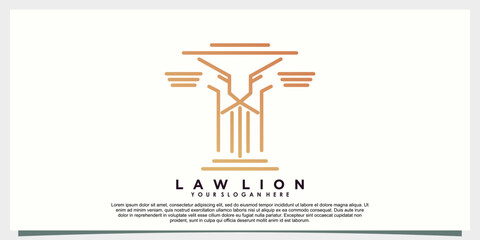 law logo design with lion head creative concept