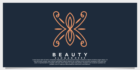 beauty flower logo design with leaf abstract concept
