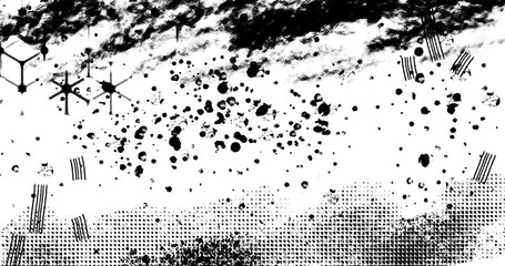 abstract grunge halftone black and white distressed textured background - PNG image with transparent background
