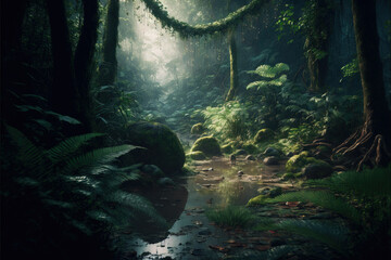 wallpaper of a beautiful and enchanted tropical forest.