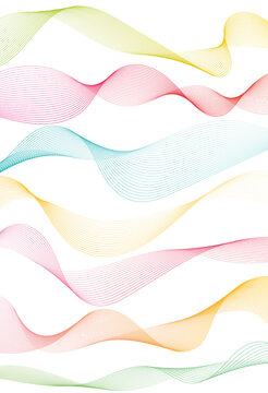 Abstract colorful luxury background with wave element for design.Digital frequency track equalizer.Stylized curved wavy line art background.Wave with lines created using blend tool.Vector illustration